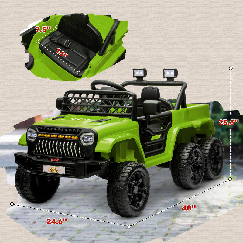 BreeBe 12V 4x4 Kids Electric Car w/ 2WD/4WD Switchable, Remote Control, Spring Suspension System, Back Trailer image number 2
