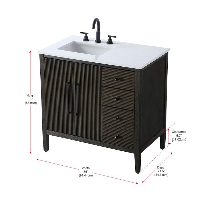 Elegant Kitchen and Bath 36 inch Single Bathroom Vanity in Chocolate Oak