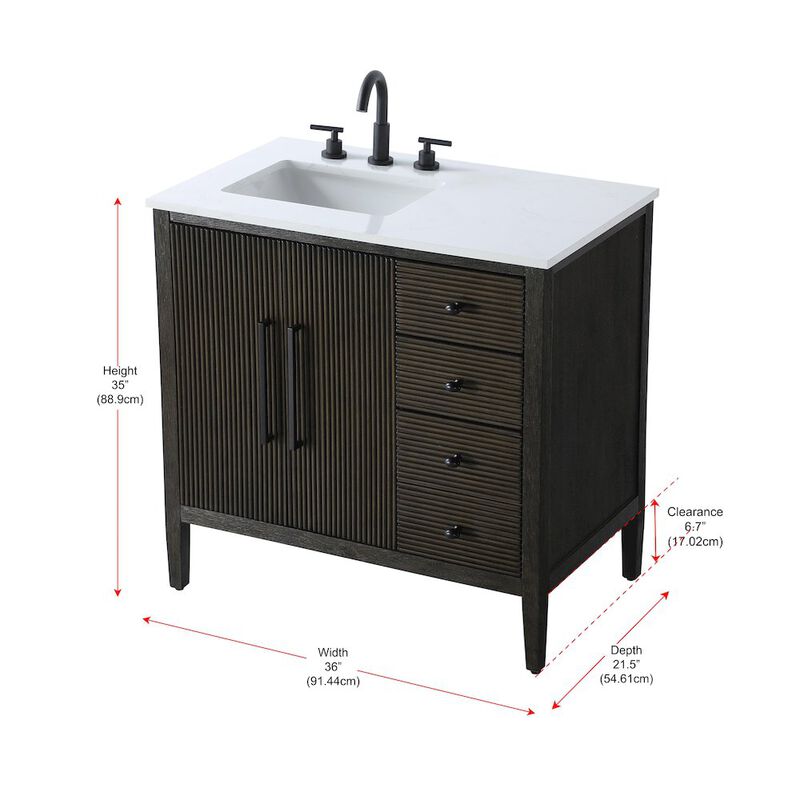 Elegant Kitchen and Bath 36 inch Single Bathroom Vanity in Chocolate Oak