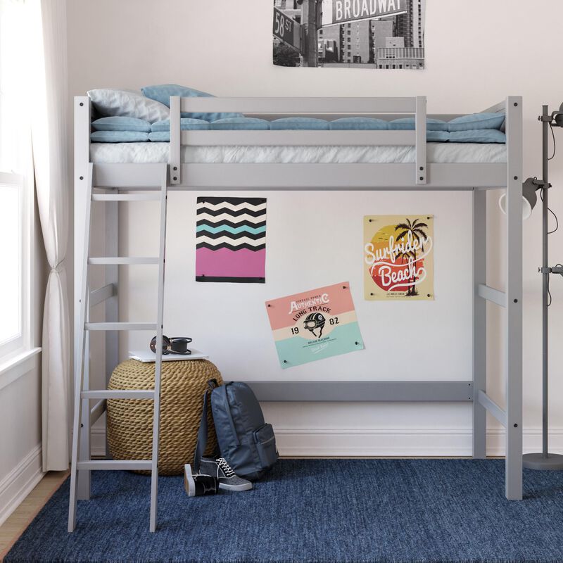 Atwater Living Rollins Kids Wooden Loft Bed with Ladder, Twin