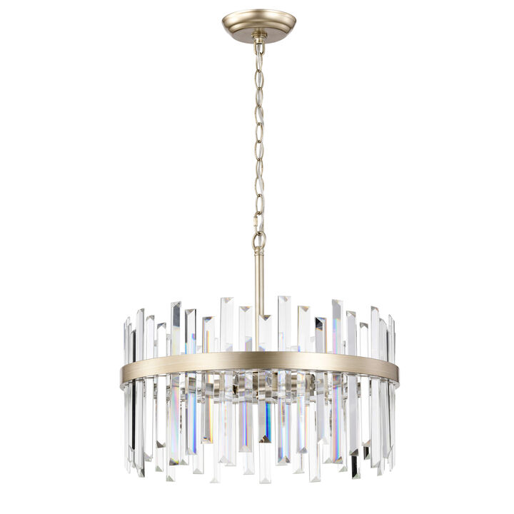 Fabiola Brushed Champagne Silver 5-light Drum Crystal Chandelier