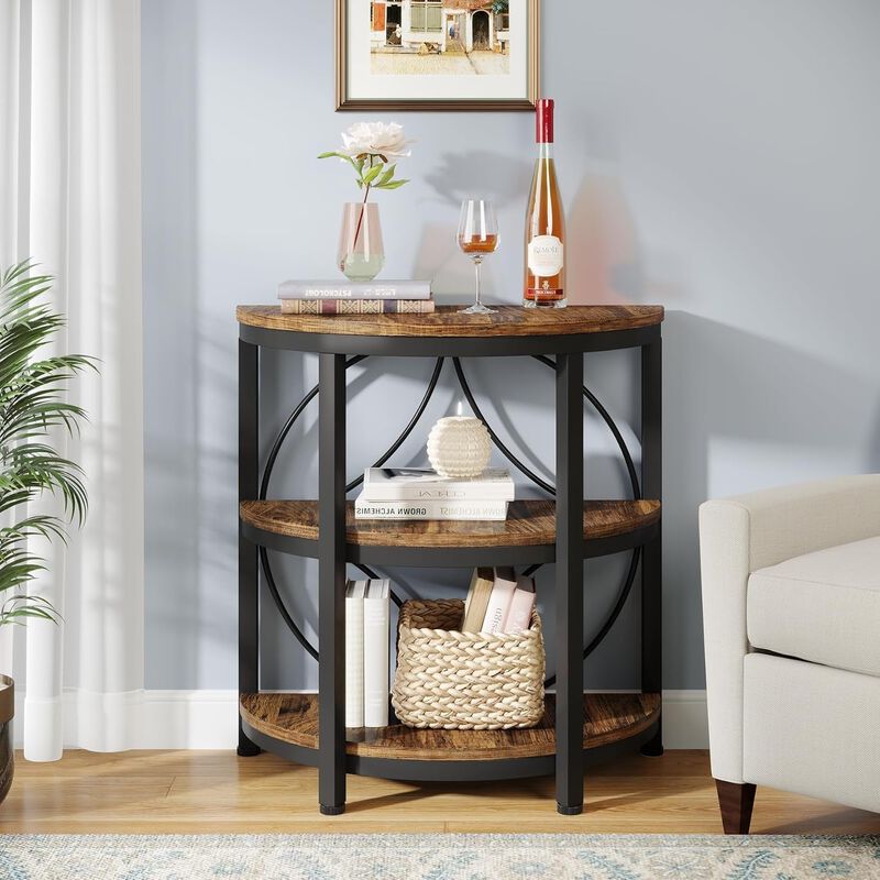3-Tier Half-Round End Table image number 2