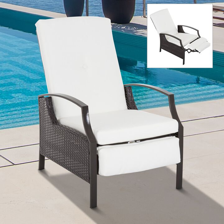 Acacia Wood Chaise Lounge: Foldable Outdoor Chair with Cushion
