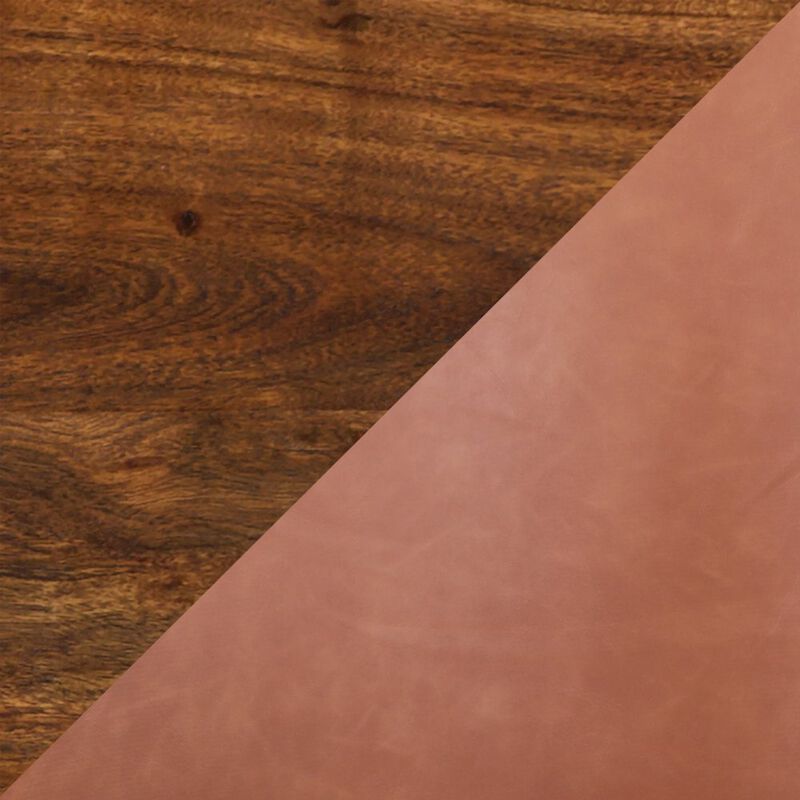 Jofran Seven Piece Solid Acacia Dining Set with Upholstered Mid-Century Modern Chairs