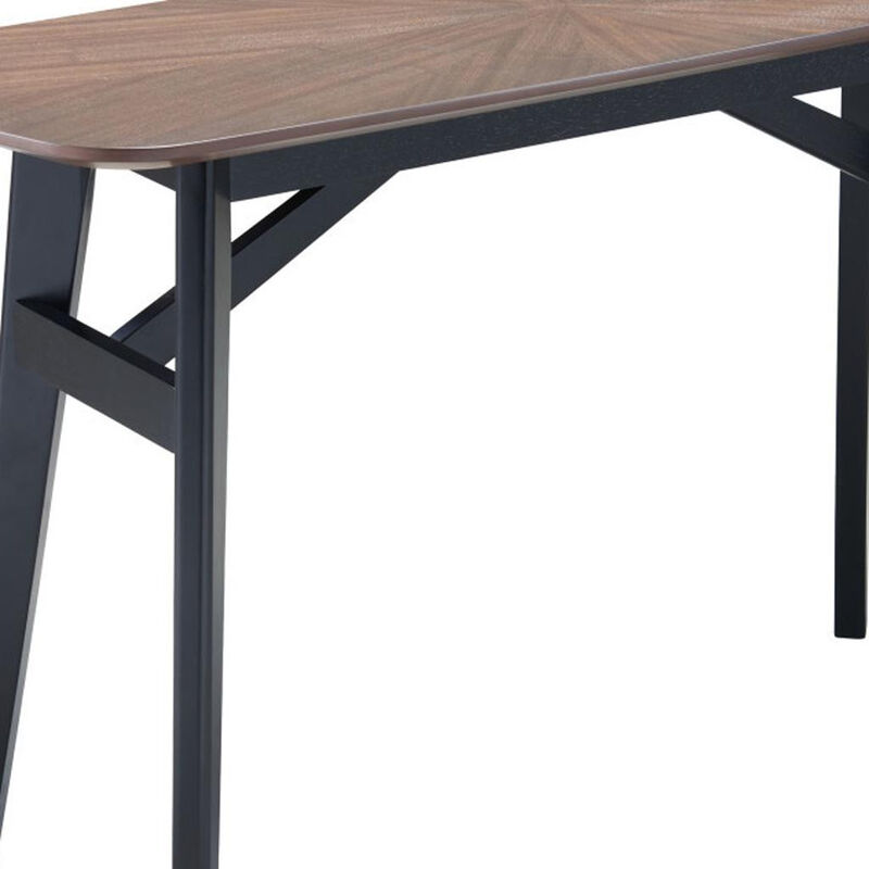 HomeRoots 48" Espresso and Black Solid Wood Oval Console Table image number 4