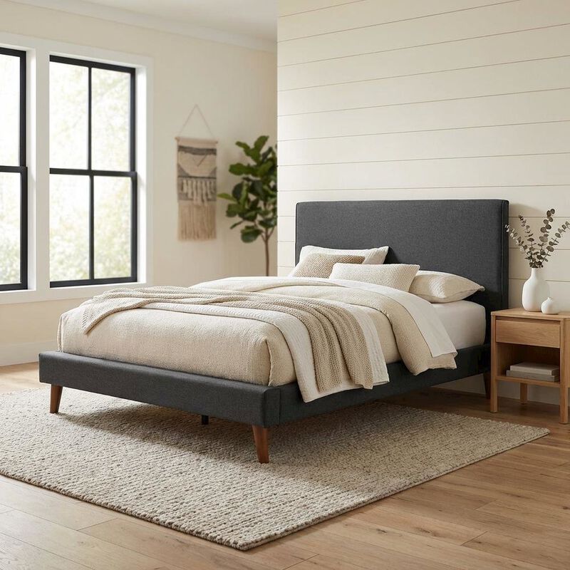 Alpine Furniture Britney Upholstered Platform Bed image number 1