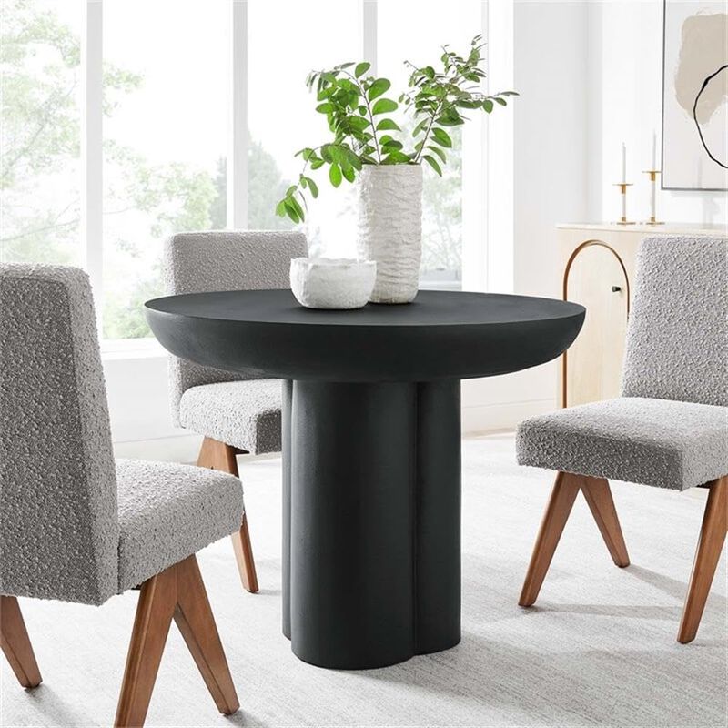 Modway EEI-6762-BLK Caspian 40" Round Concrete Dining Table, Black image number 8