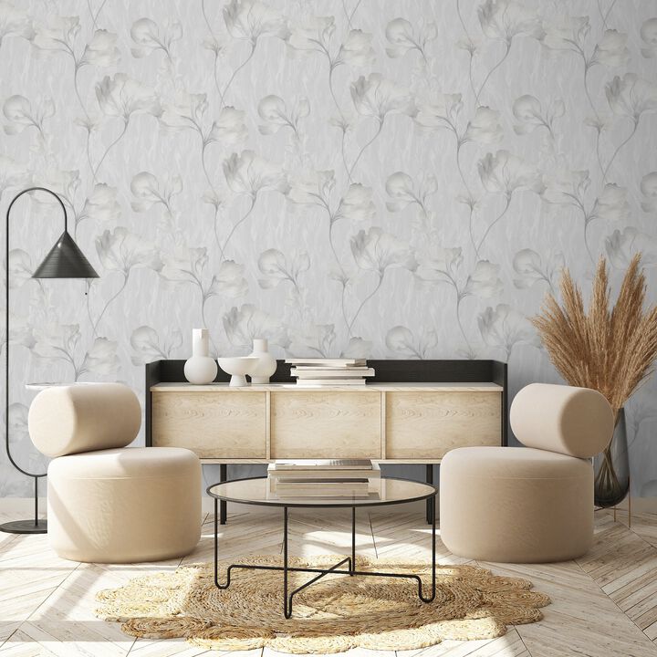 Very Classical Floral All-over Grey Wallpaper VE3317