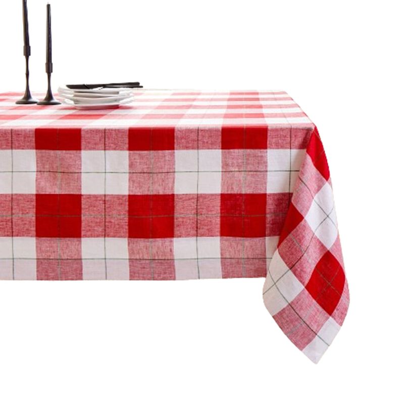 Solino Home Very Merry Plaid 100% Linen Tablecloth &ndash; Handcrafted, Machine Washable, Perfect for Holiday and Everyday Dining
