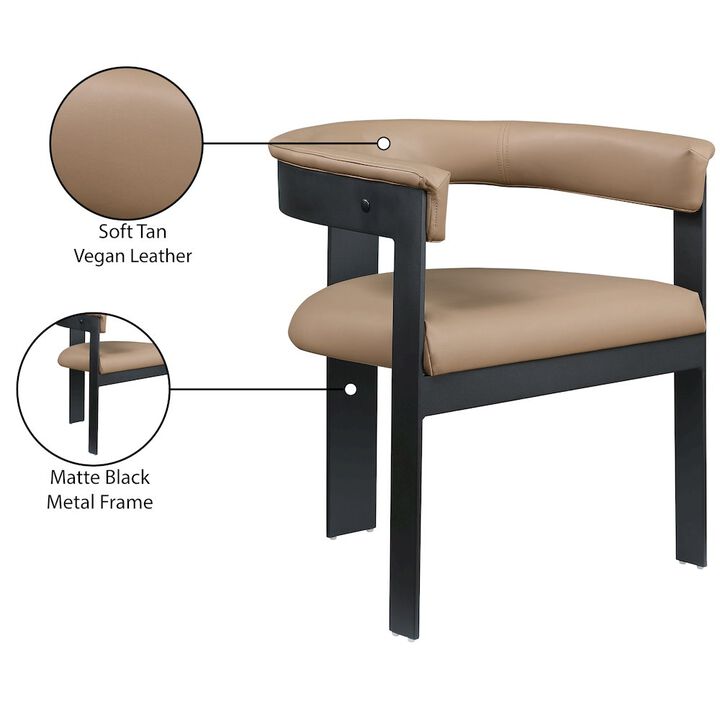 Meridian Furniture Romeo Tan Vegan Leather Dining Chair, Set of 2