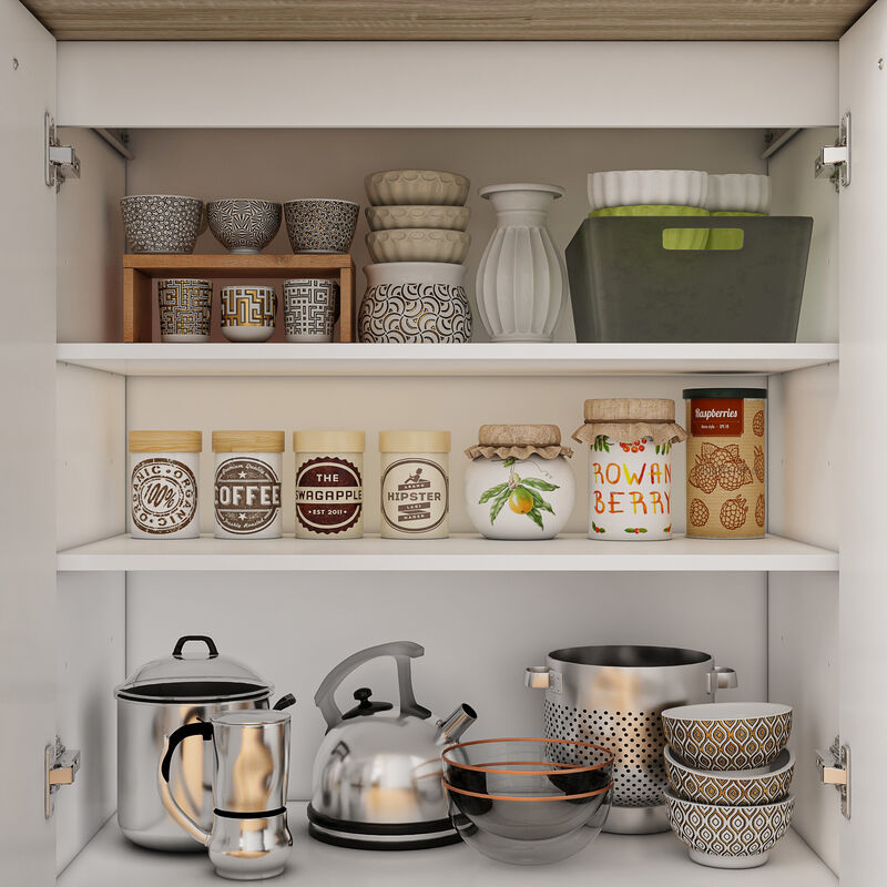 White/Oak Wood 59.1 in. W Kitchen Island Dining Table With Adjustable Shelves and Drawer
