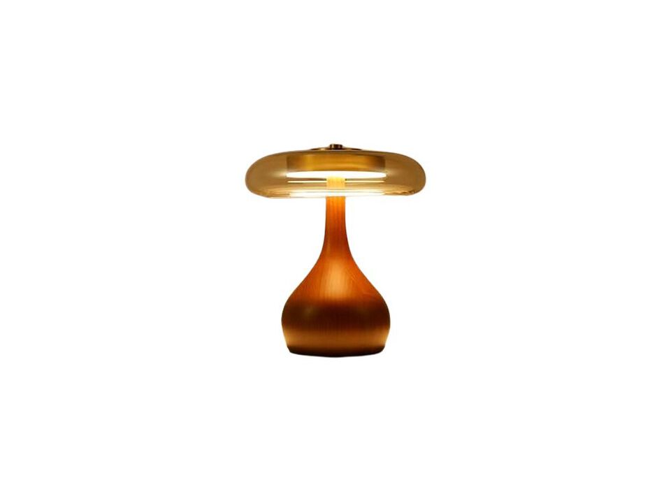 LED Modern Wood Glass Mushroom Lamp For Bedroom Desk