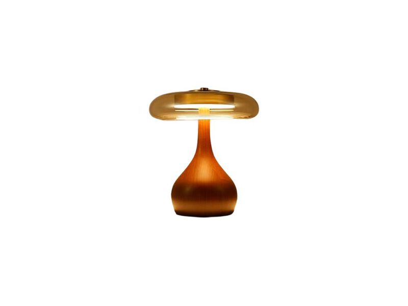 LED Modern Wood Glass Mushroom Lamp For Bedroom Desk image number 0