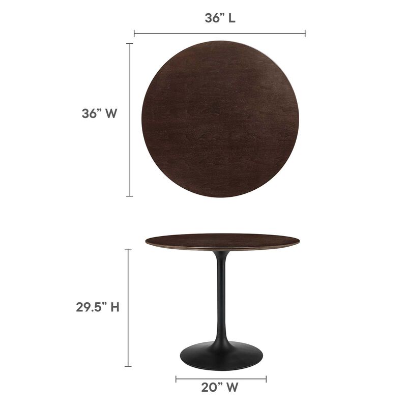 Modway - Lippa 36" Round Wood Grain Dining Table Black Natural image number 5