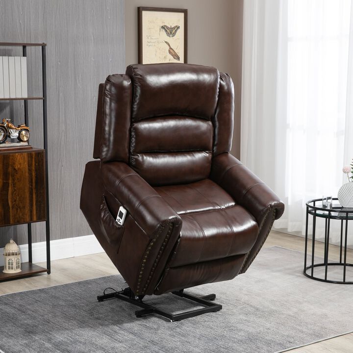 Halifax North America Dual Motor Electric Power Lift Recliner Chair for Elderly with Massage in Brown