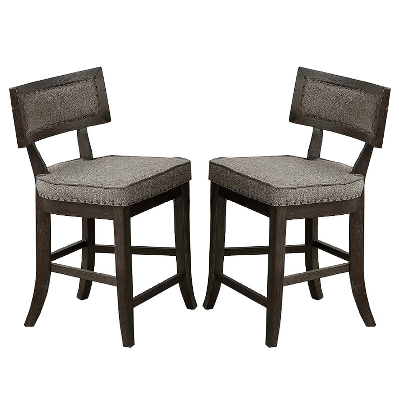 Curved Top Wooden High Chair with Flared Legs, Set of 2, Gray