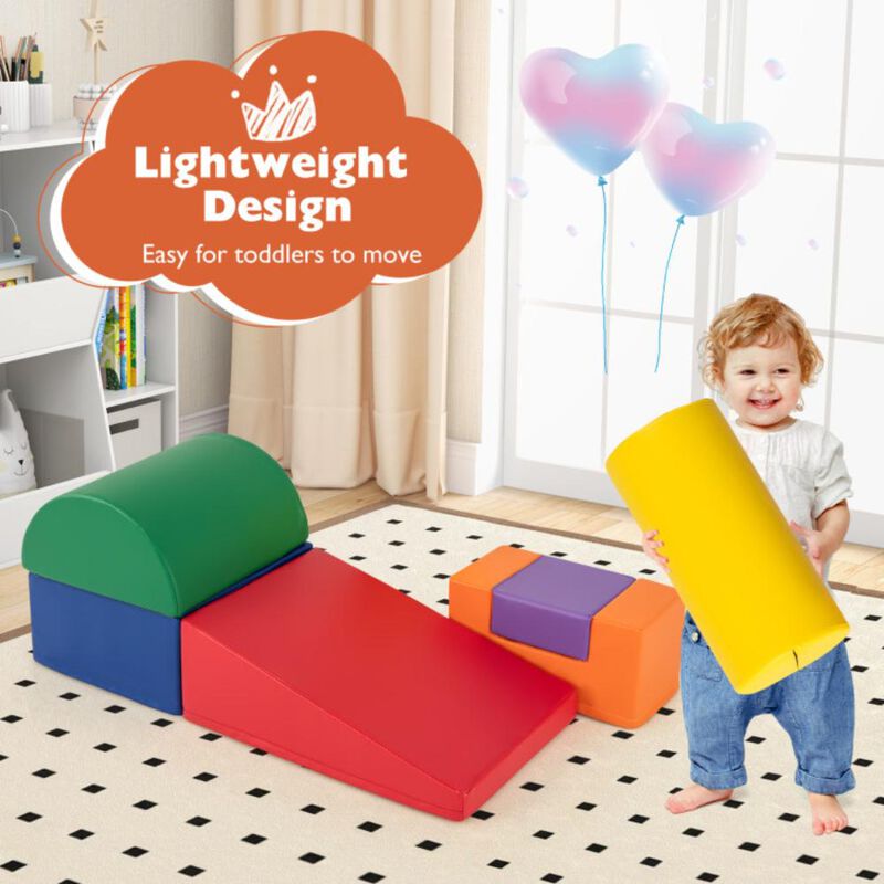 Hivvago 6 Pieces Foam Climbing Blocks Indoor Climb and Crawl Activity Playset with Rectangles