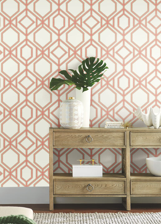 Sawgrass Trellis Coral Wallpaper