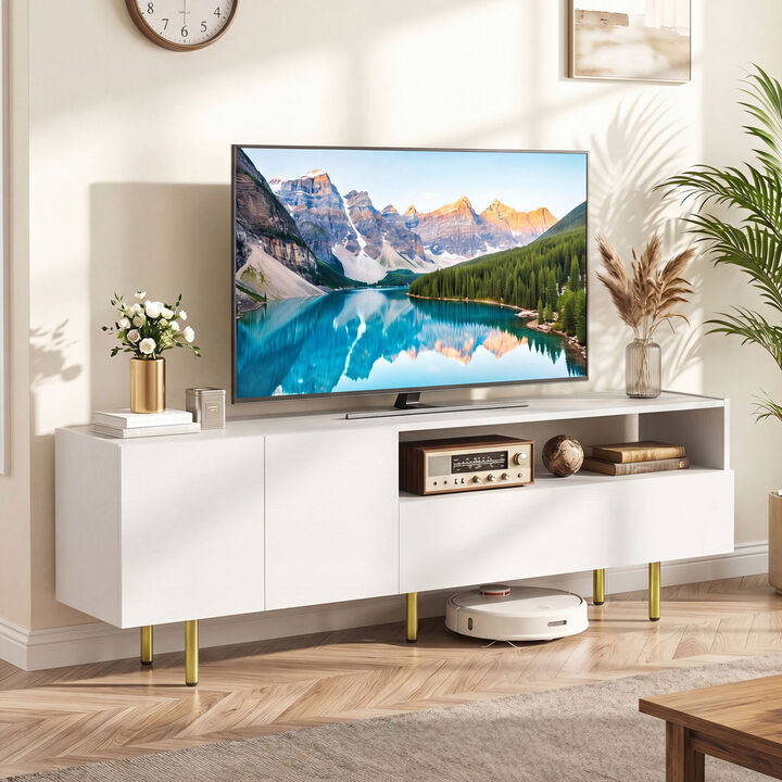 Modern Entertainment Center TV Stand with Storage Cabinet and Metal Legs