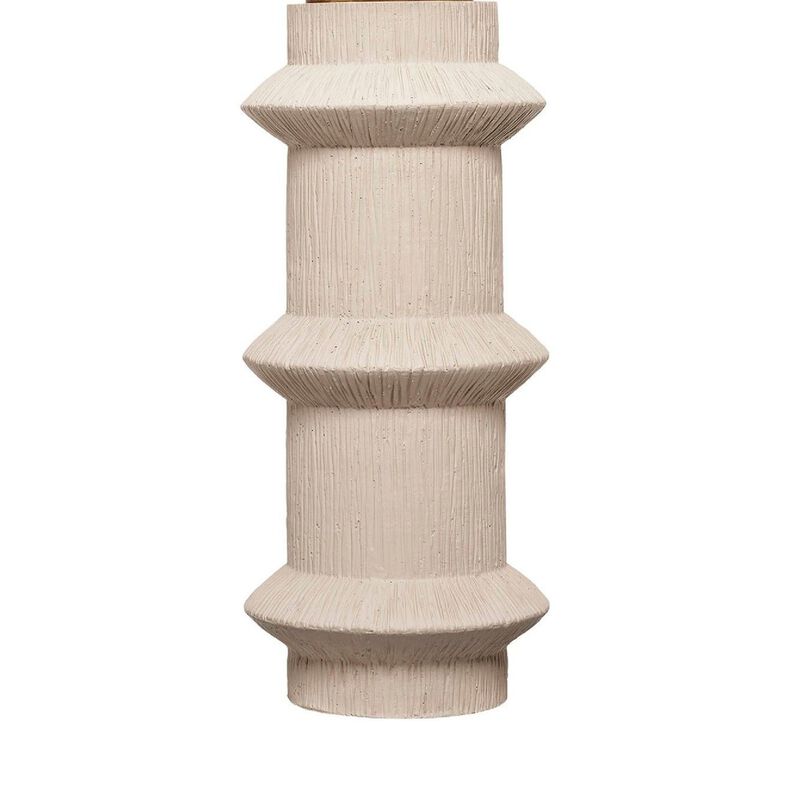 Disy Accent Table Lamp, Linen, Turned Sculptural Polyresin 30 Inch