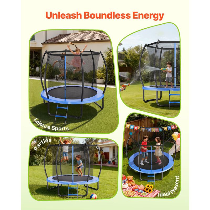 Outdoor Trampoline with Rust-Resistant Frame, Safety Enclosure Net & Thick Protective Pad image number 2