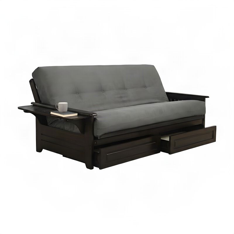 Phoenix Frame-Espresso Finish-Suede Gray Mattress-Storage Drawers image number 0