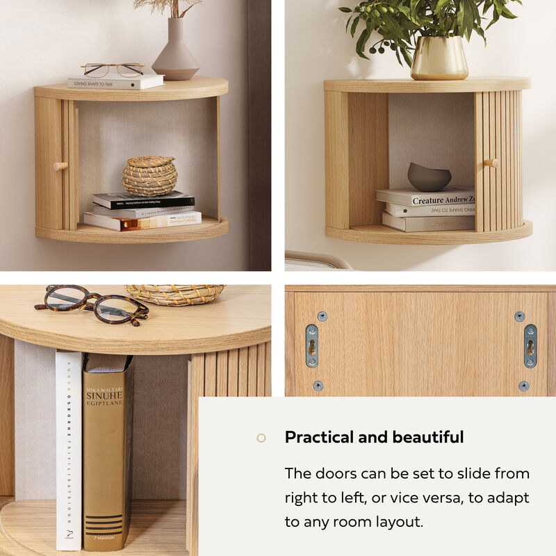 SLIDDO 16'' Floating Nightstand with Storage and Sliding Door.