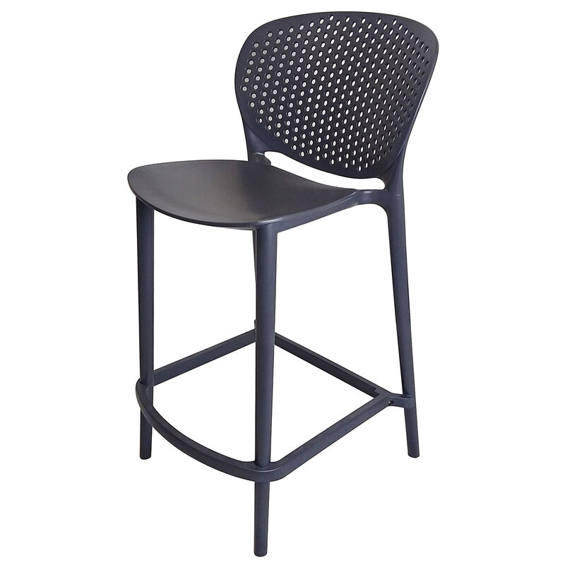 Celin 30 Inch Barstool Chair, Set of 4, Stackable, Mesh, Curved Seat, Gray - Benzara