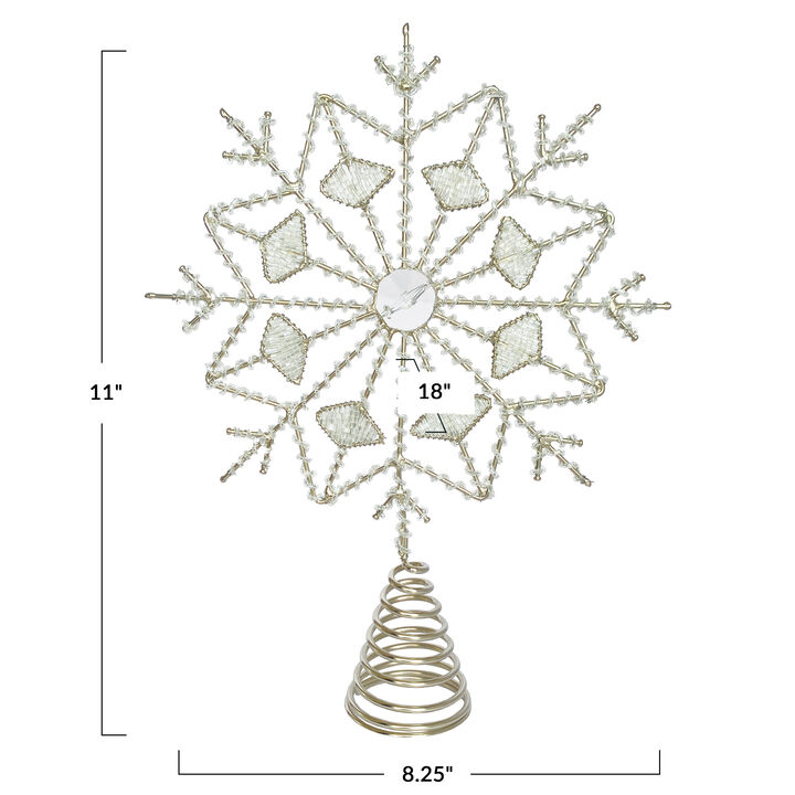 Silver Frost Glass & Iron Snowflake Tree Topper