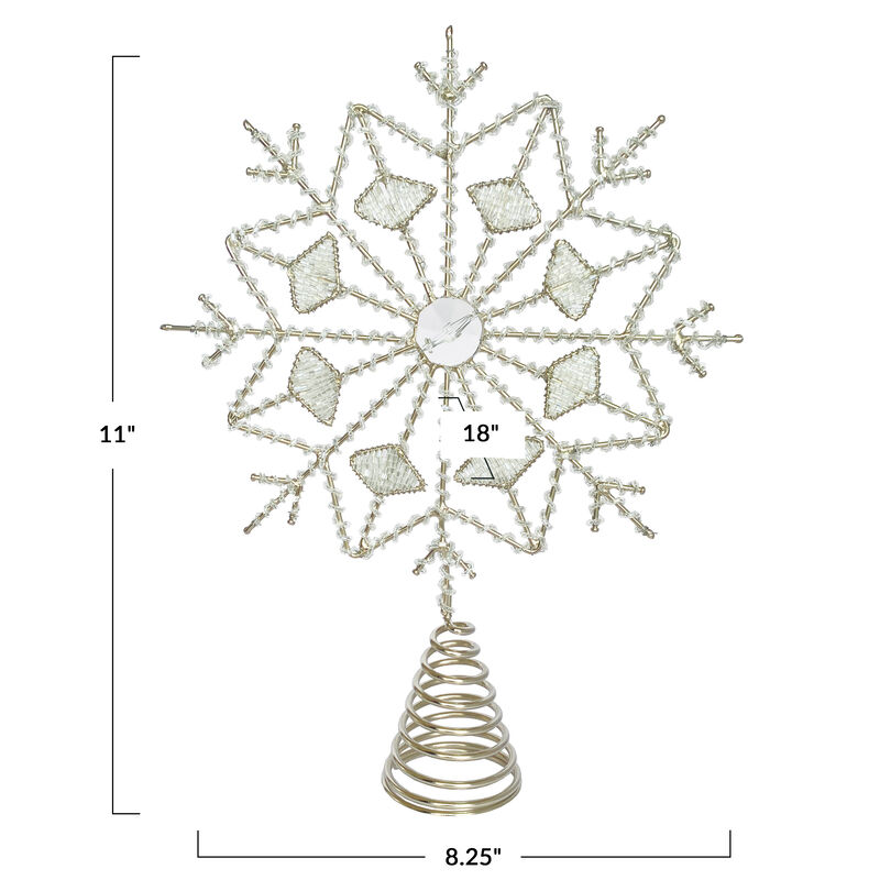 Silver Frost Glass & Iron Snowflake Tree Topper image number 1