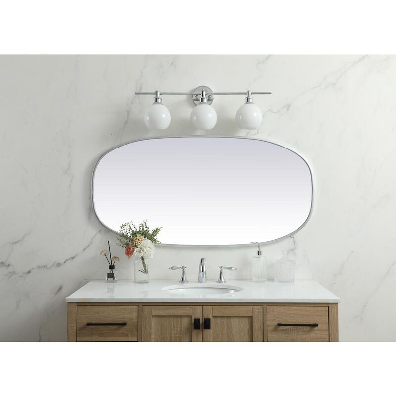 Elegant Decor Metal Frame Oval Mirror 24x48 Inch in Silver