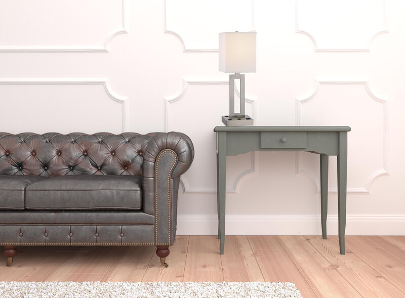 Hivvago 24" Nickel Metal Desk Usb Table Lamp With White Drum Shade