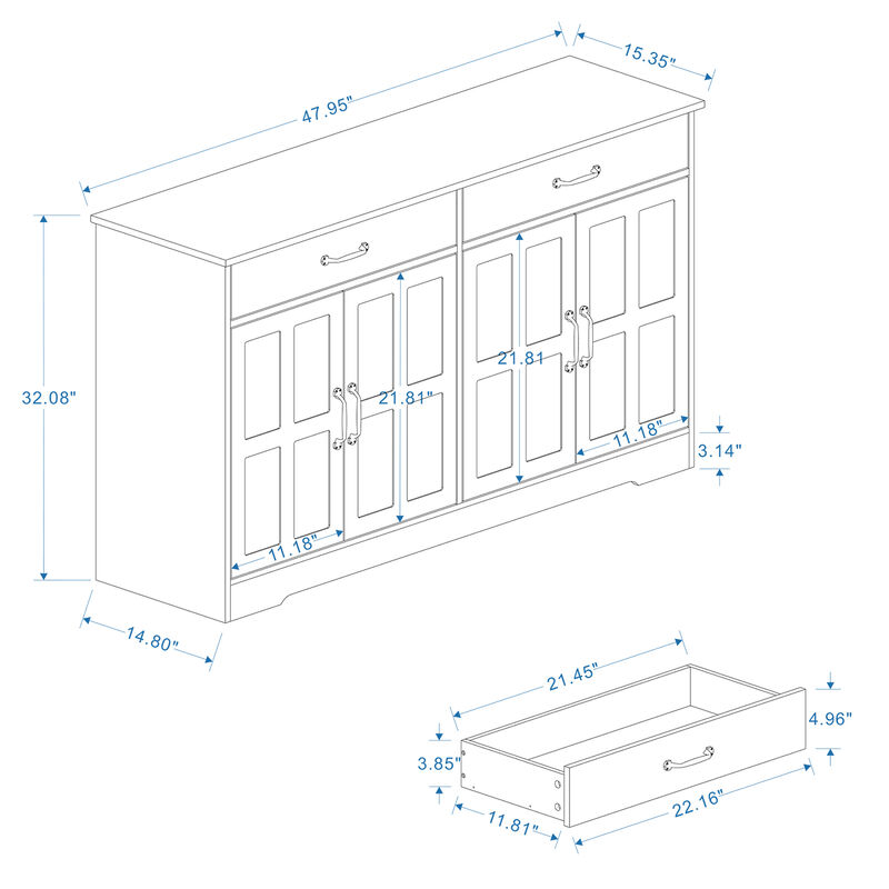 Gwazet Sideboard Buffet Cabinet image number 9