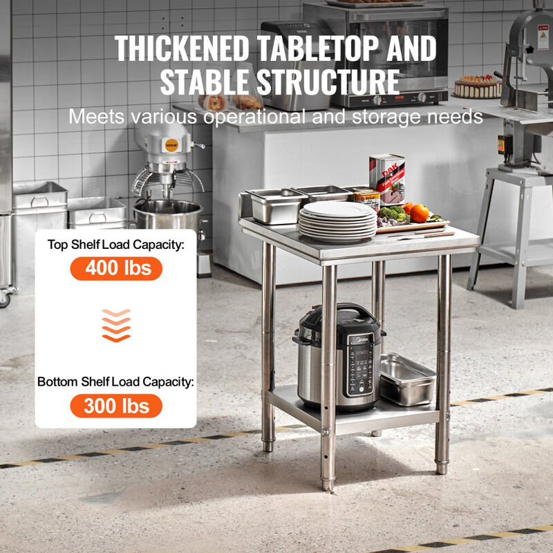 Heavy Duty Stainless Steel Prep Table with Adjustable Shelf for Restaurant Kitchen Home Hotel-Silver image number 5