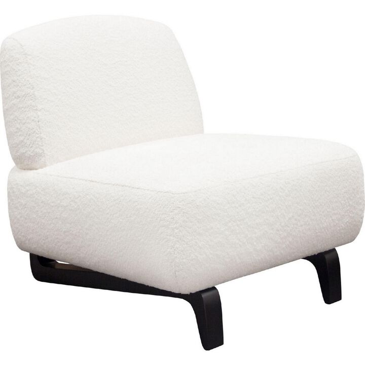 Ikka 30 Inch Padded Armless Chair, Crisp White Faux Sheepskin Upholstery - Benzara