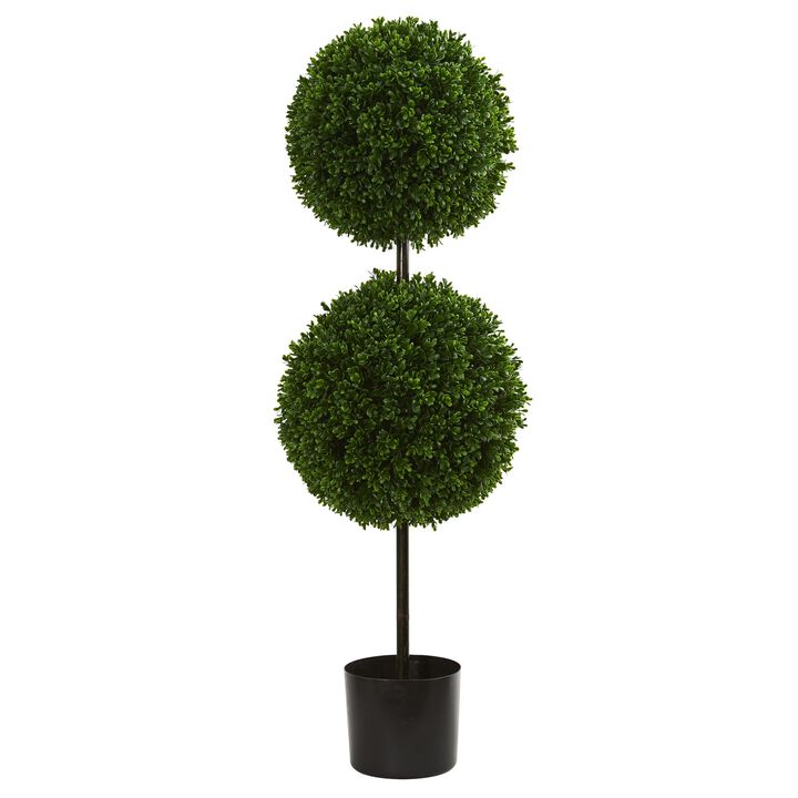 Hivvago 3.5 Feet Boxwood Double Ball Artificial Topiary Tree UV Resistant (Indoor/Outdoor)