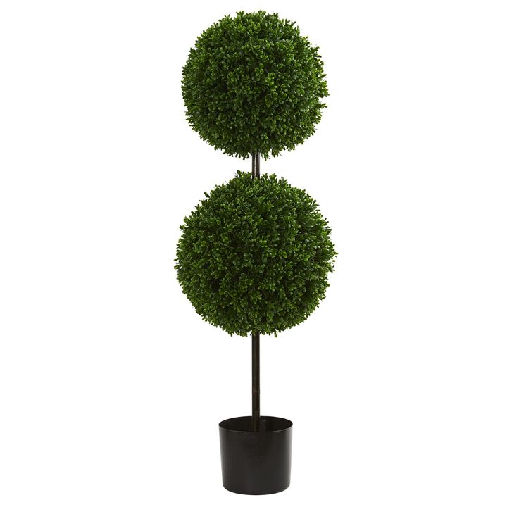HomPlanti 3.5 Feet Boxwood Double Ball Artificial Topiary Tree UV Resistant (Indoor/Outdoor)