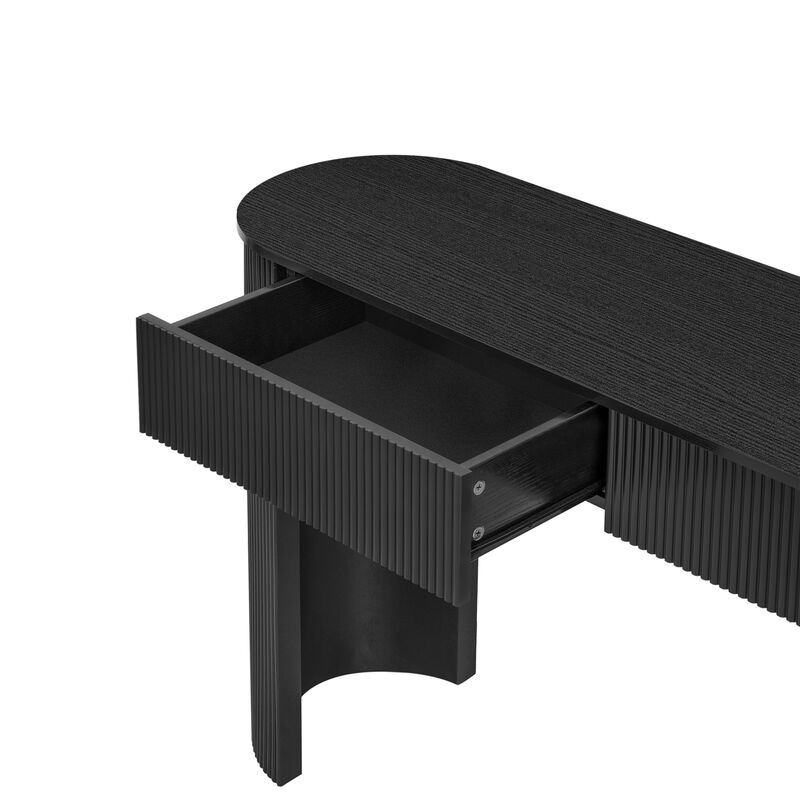 Whisen 54" Modern Console Table with 2 Drawers, MDF, Oval Top Entryway Table for Living Room Hallway image number 8