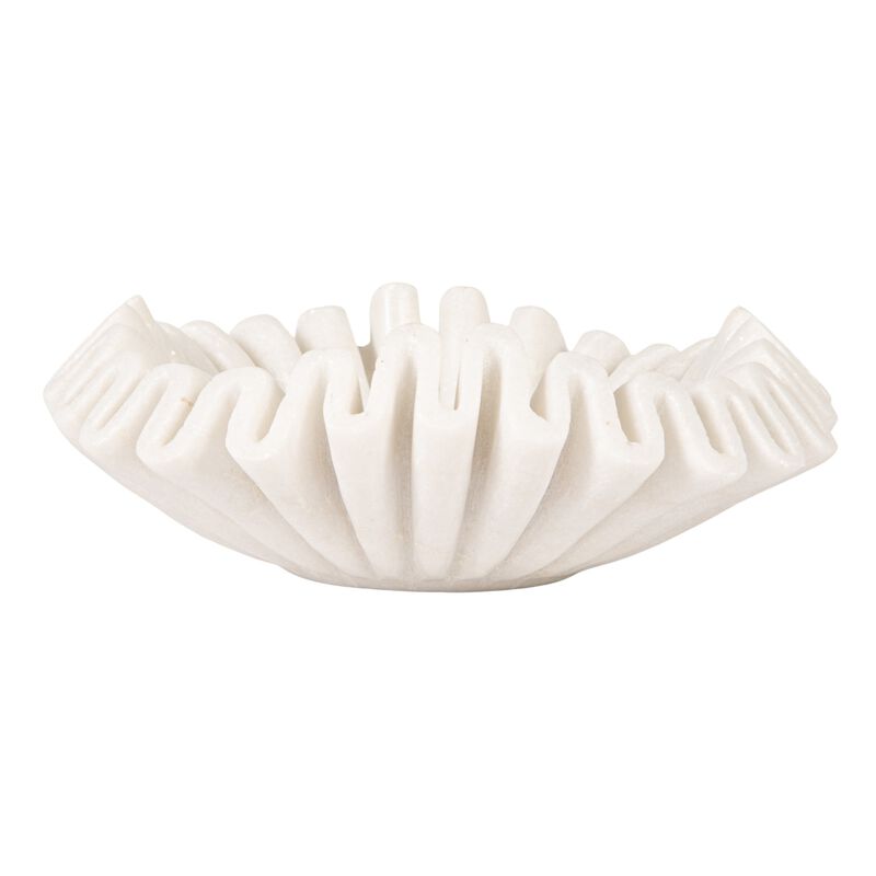 Marble Round Ruffle Bowl, White image number 3