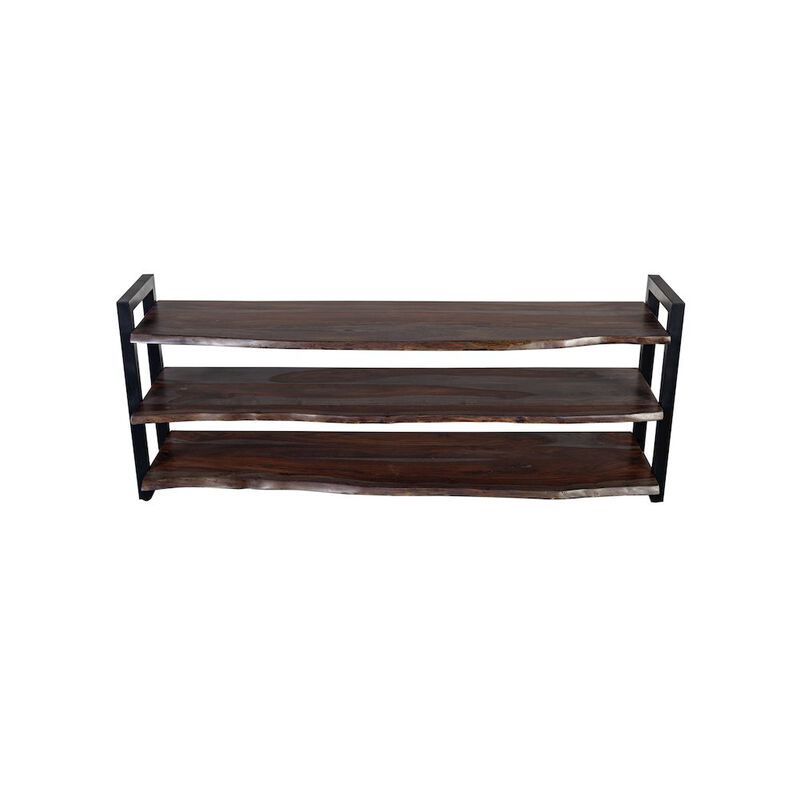 Porter Designs Manzanita Live Edge Solid Sheesham Wood TV Stand, Gray