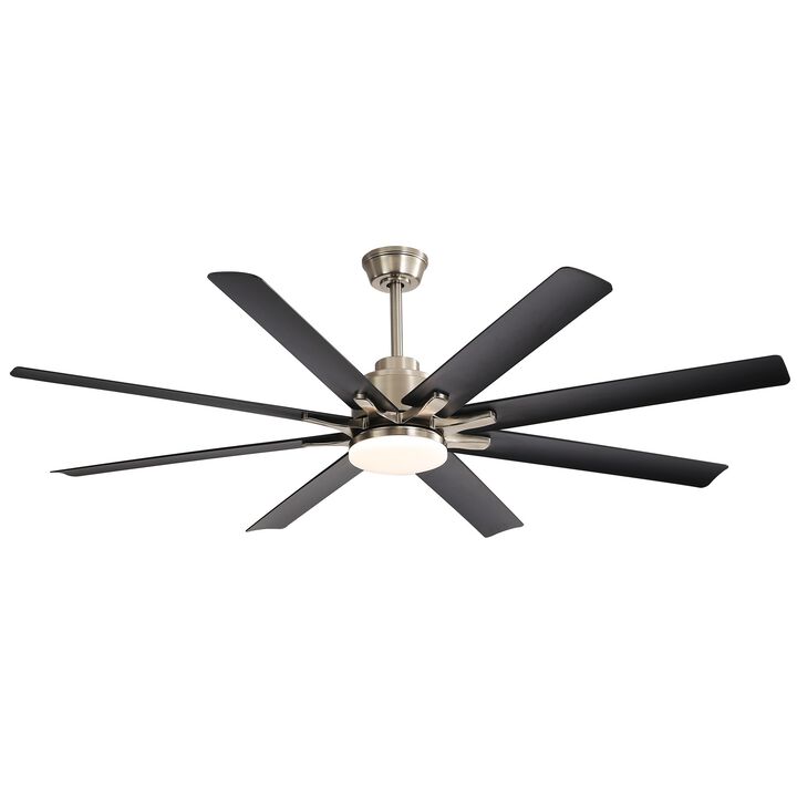 52-Inch Smart Ceiling Fan With Lights, 6 Wind Speed With 8 Black ABS Blades, Voice Remote