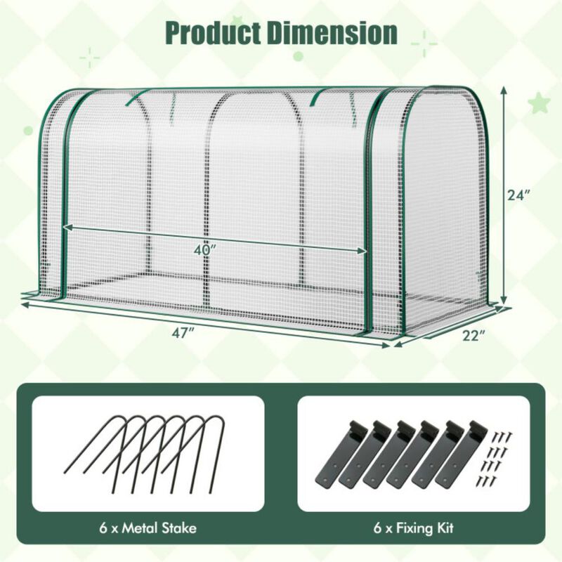 Mini Tunnel Greenhouse with Roll-Up Zipper Door for Easy Access and Protected Plant Growth