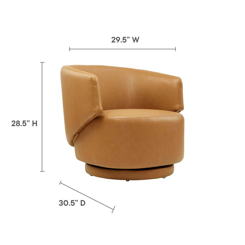 Celestia Vegan Leather Fabric and Wood Swivel Chair Brown EEI-6358-TAN image number 8