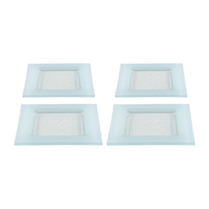 Turgla Fusion Glass 6" x 6" Square Blue Glass Plate (Set of 4)