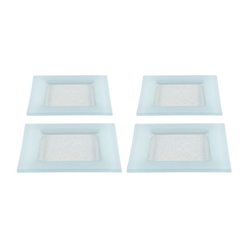 Turgla Fusion Glass 6" x 6" Square Blue Glass Plate (Set of 4) image number 0