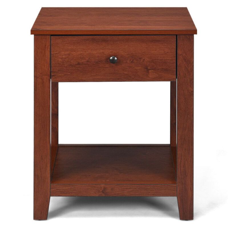 Hivago Set of 2 Nightstand with Storage Shelf and Pull Handle