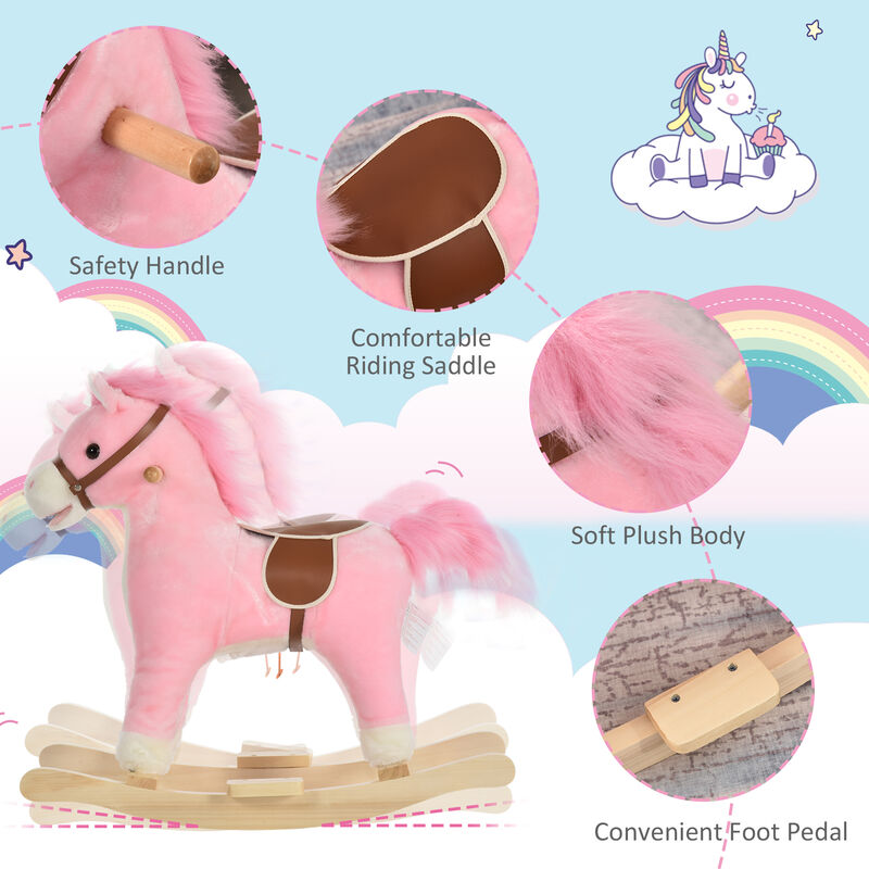 BreeBe Toddler Plush Rocking Horse with Wagging Tail image number 6