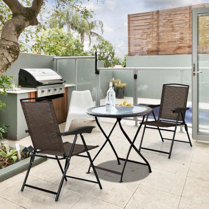 Hivvago Folding Sling Chairs with Smooth Armrests and Adjustable Back for Patio
