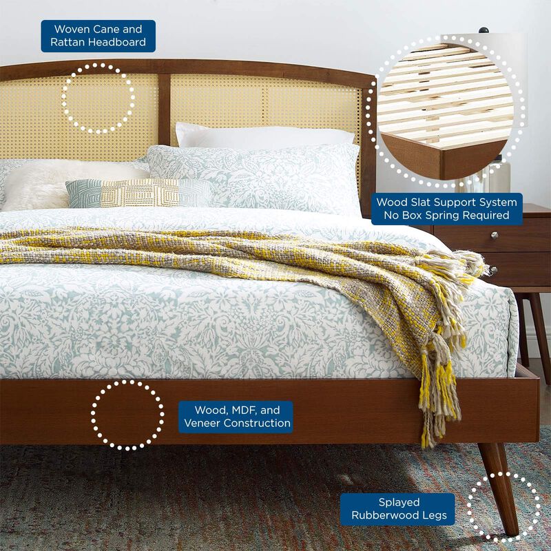 Modway - Sierra Cane and Wood King Platform Bed with Splayed Legs image number 8