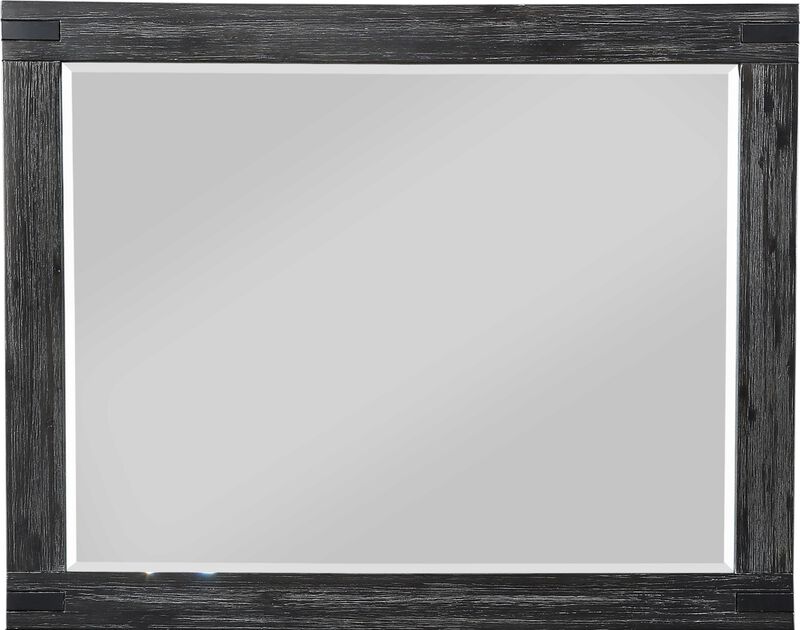 Meadow Solid Wood Beveled Glass Solid Wood Mirror in Graphite